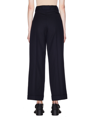 Shop Maison Margiela Striped Padded Wool Trousers In Black