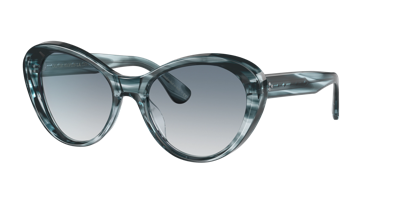 Oliver Peoples Zarene 55mm Butterfly Sunglasses In Soft Teal Gradient Mirror