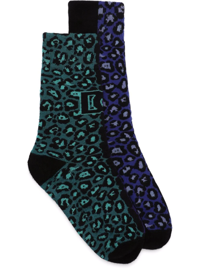 Shop Dolce & Gabbana Leopard-print Sock Set In Green