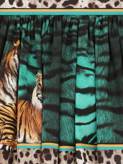 Shop Dolce & Gabbana Tiger-print Pleated Skirt In Green