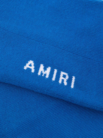 Shop Amiri Logo-print Cotton Socks In Blue
