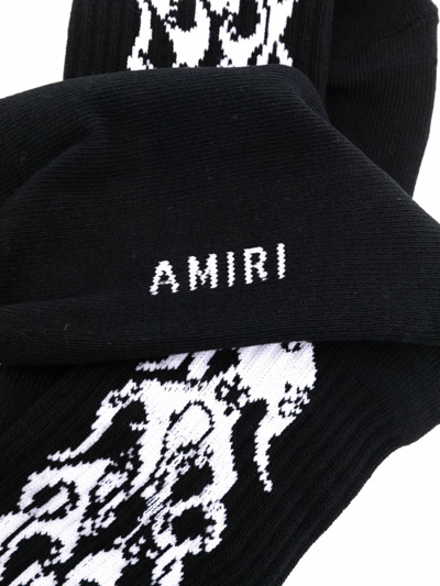 Shop Amiri Logo-print Cotton Socks In Black