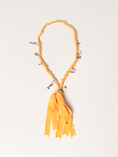 Shop Msgm Necklace With Applications In Apricot