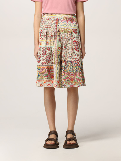 Shop Etro Printed Cotton Skirt In Multicolor