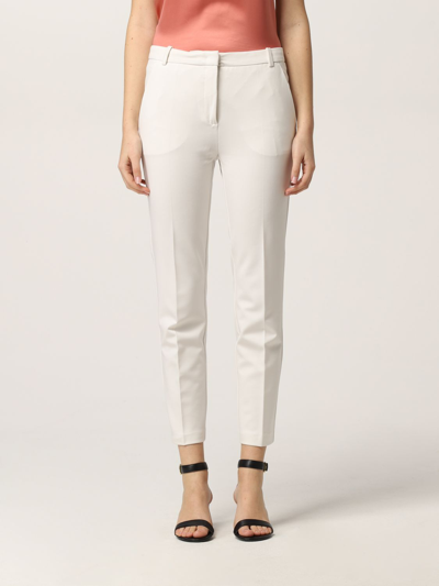 Shop Pinko Pants In Viscose Technical Fabric In White