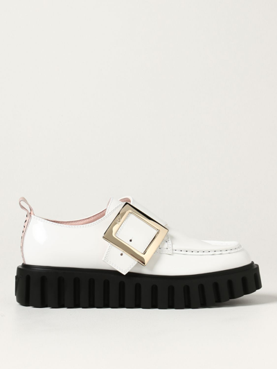 Shop Roger Vivier Viv 'go-thick Patent Leather Loafers In White