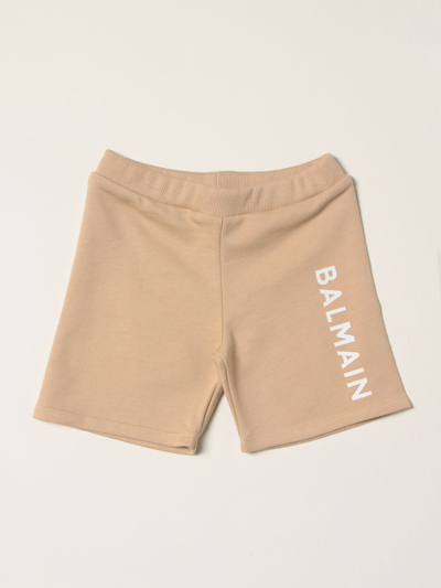 Shop Balmain Cotton Shorts In Hazel