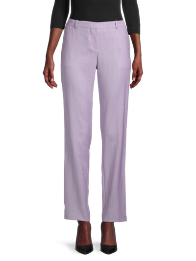 Shop Hugo Boss Women's Titana Virgin Wool Pants In Purple