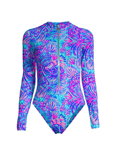 Lilly Pulitzer Randee One-piece Rashguard In Turquoise | ModeSens