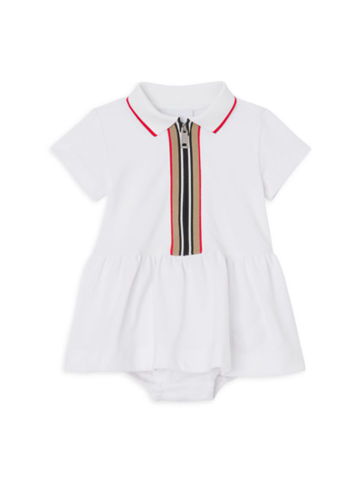 Shop Burberry Baby Girl's Emiko Piqué Polo Dress In White