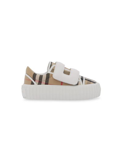Shop Burberry Baby's Mark Low-top Check Sneakers In Archive Beige