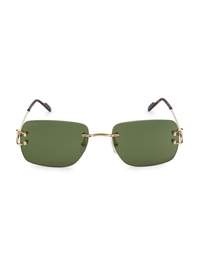 Shop Cartier Men's C Décor 59 Square Rimless Sunglasses In Gold