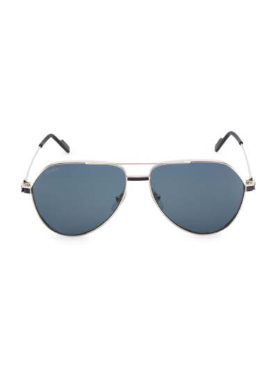 Shop Cartier Men's Première De  Ct0334s-003 61mm Sunglasses In Silver