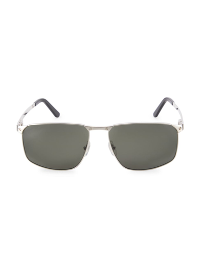Shop Cartier Men's Santos De  Ct0322s-001 60mm Sunglasses In Silver