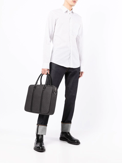 Michael Kors Monogram-print Leather Briefcase In Schwarz