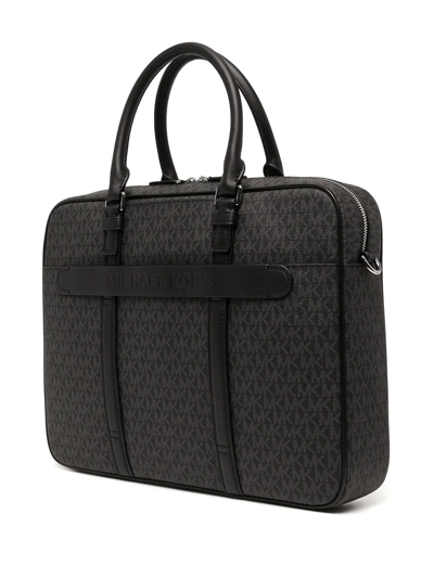 Michael Kors Monogram-print Leather Briefcase In Schwarz