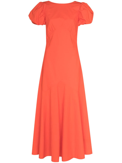 Shop Sir V-back Cotton Maxi Dress In Rot