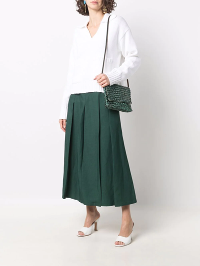 Shop P.a.r.o.s.h Box-pleat Midi Skirt In Green