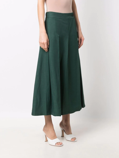 Shop P.a.r.o.s.h Box-pleat Midi Skirt In Green