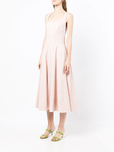 Shop Staud Flared Sleeveless Maxi Dress In Rosa