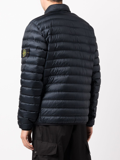 Shop Stone Island Compass Badge Padded Jacket In Blue
