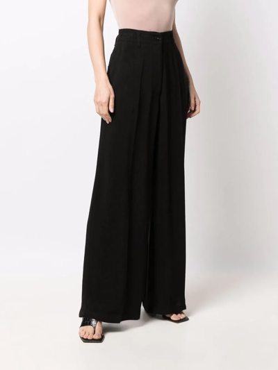 Shop Forte Forte High-waist Wide-leg Trousers In Schwarz