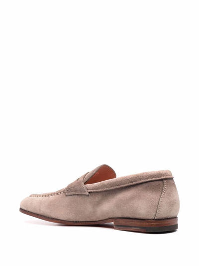 Santoni Leather Moccasin Shoes In Neutrals