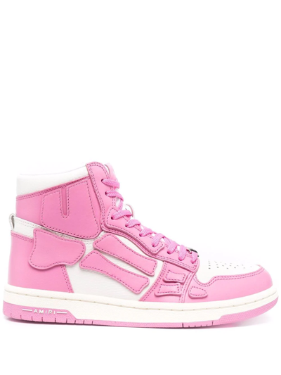 Amiri White & Pink Skeleton High Sneakers | ModeSens