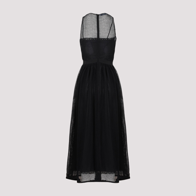 Shop Prada Net Midi Dress In Black