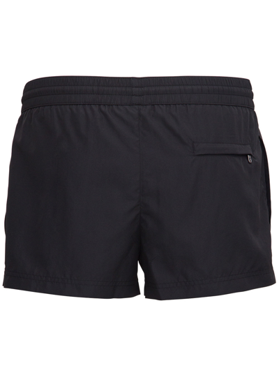 DOLCE & GABBANA BLACK NYLON SWIM SHORTS WITH LOGO 