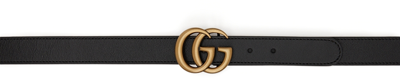 Shop Gucci Kids Black & Gold Gg Marmont Belt In 1000 Nero