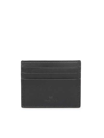 Shop Valentino Garavani Leather Cardholder In Black