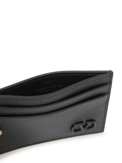 Shop Valentino Garavani Leather Cardholder In Black