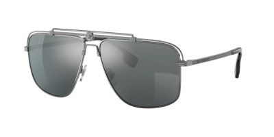 Shop Versace Man Sunglass Ve2242 In Light Grey Mirror Black