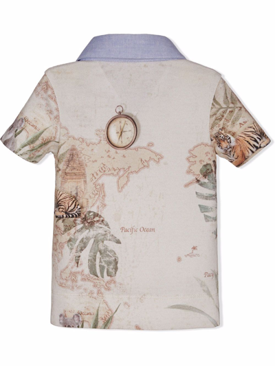 Lapin House Short-sleeved World Map Shirt In Neutrals