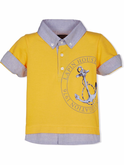 Shop Lapin House Anchor Logo-print Short-sleeved Shirt In Yellow