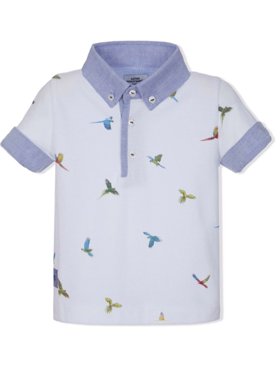 Shop Lapin House Short-sleeved Bird Pattern Shirt In Blue