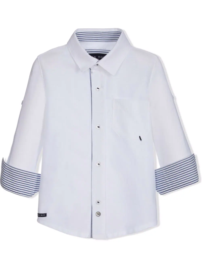 Shop Lapin House Stripe-trim Longsleeved Shirt In White