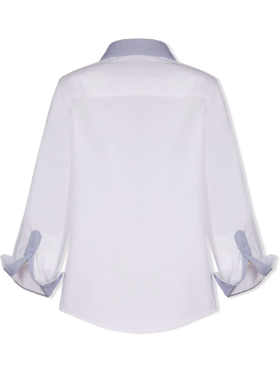 Shop Lapin House Two-tone Longsleeved Shirt In White