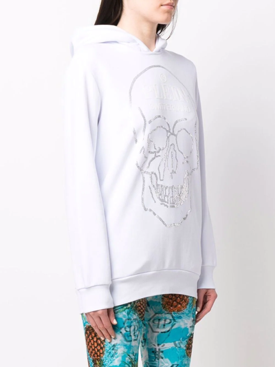 Philipp Plein Crystal Skull Long-sleeve Hoodie In White