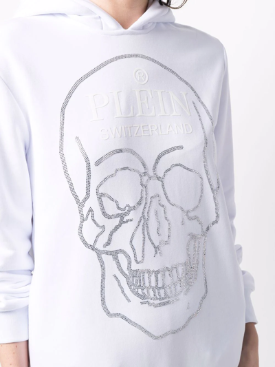 Shop Philipp Plein Crystal Skull Long-sleeve Hoodie In White