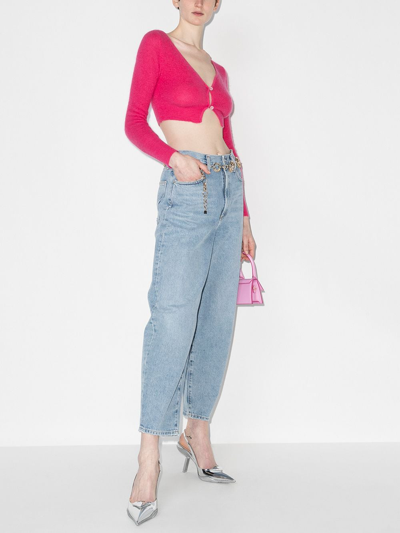 Shop Jacquemus Le Alzou Cropped Cardigan In Pink