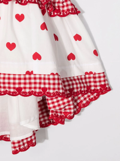 Shop Monnalisa Heart Print Hi-low Skirt In White