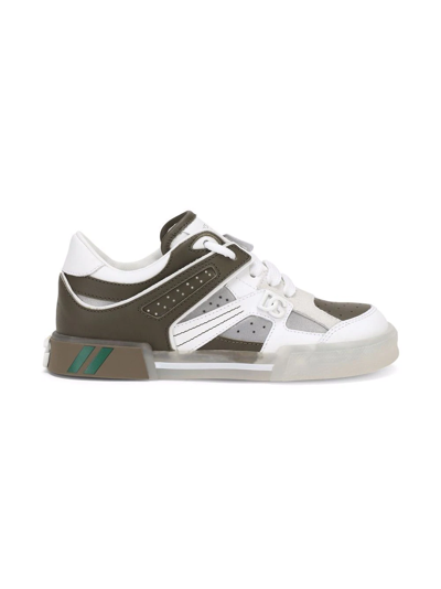 Shop Dolce & Gabbana Colour-block Leather Sneakers In Green