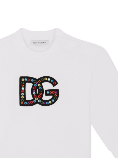 Shop Dolce & Gabbana Logo-patch Cotton Sweatshirt In White