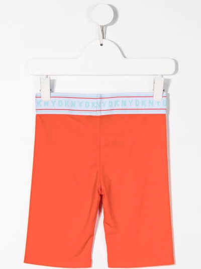 Shop Dkny Teen Logo-waist Cycling Shorts In Orange