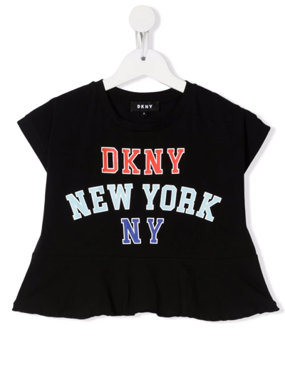 Shop Dkny Teen Logo-print Cotton T-shirt In Black