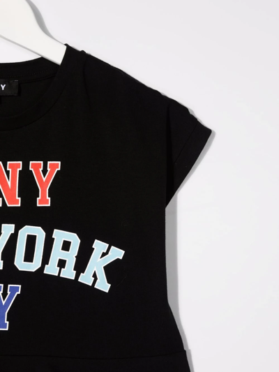Shop Dkny Teen Logo-print Cotton T-shirt In Black
