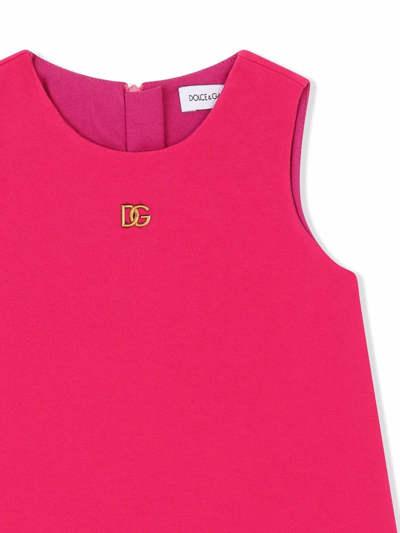 Shop Dolce & Gabbana Logo-plaque Sleeveless A-line Dress In Pink