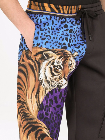 Dolce & Gabbana Black Blue Leopard Print Trouser Jogger Pants In Brown